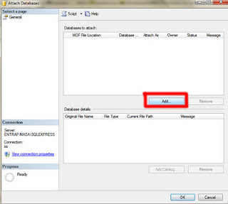 attach2 Sql Server Express 2008 R2 Ldf dosyası olmadan mdf dosyası eklemek database