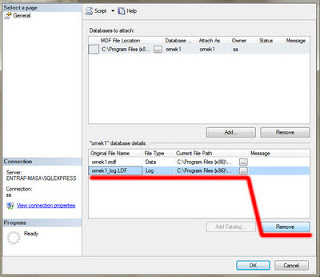 attach3 Sql Server Express 2008 R2 Ldf dosyası olmadan mdf dosyası eklemek database